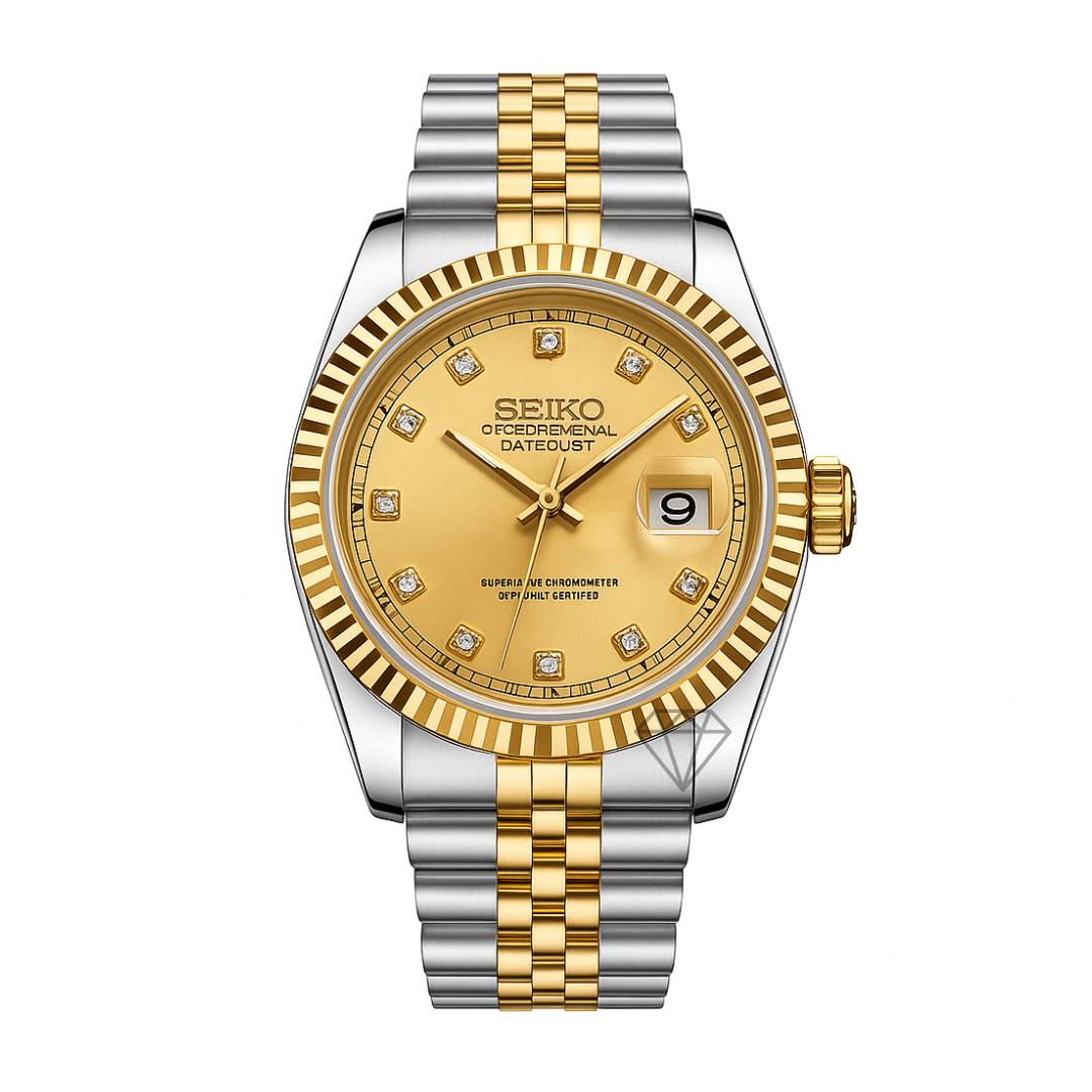 SEIKOJUST 39mm GOLD DIAMOND DIAL