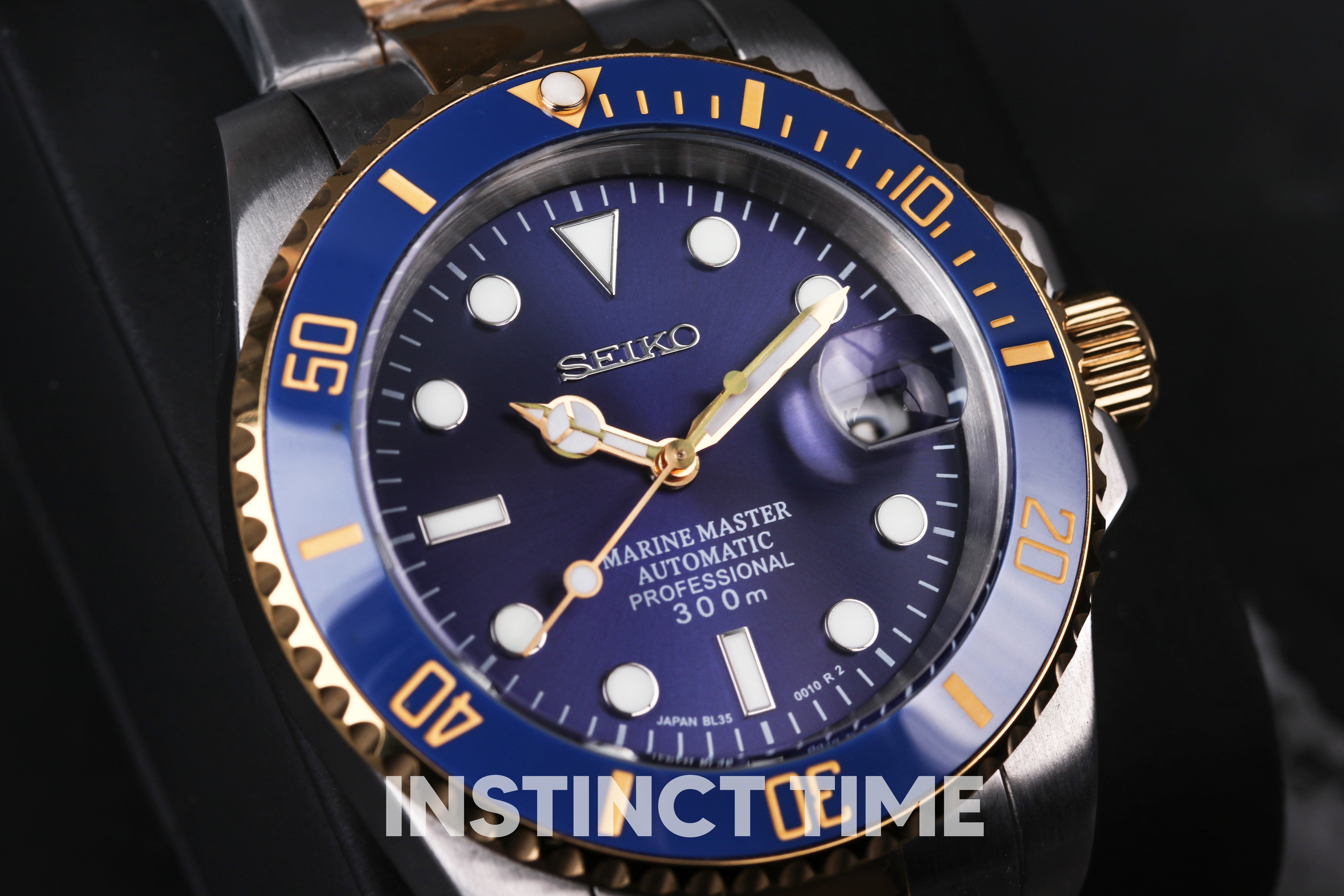 Soaked luft vant INSTINCT TIME Custom Seiko Mod Watch Blue Dial Two Tone – instincttime