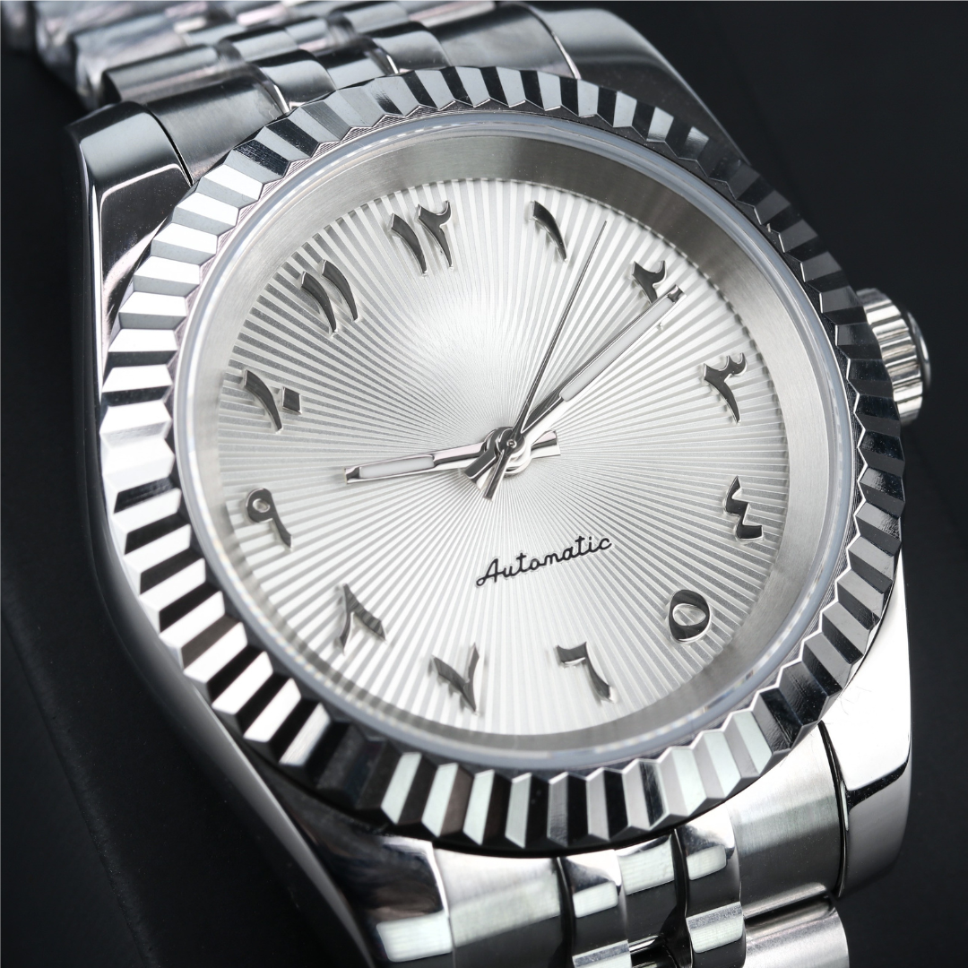 SEIKJUST WHITE SUNBURST ARABIC 39MM WATCH