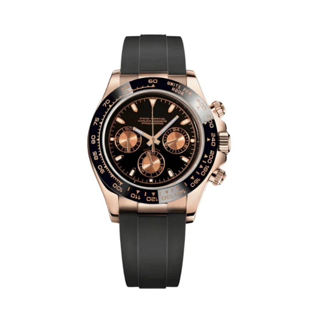 Seitona Rose Gold Chronograph - Custom Black Dial VK63 Watch