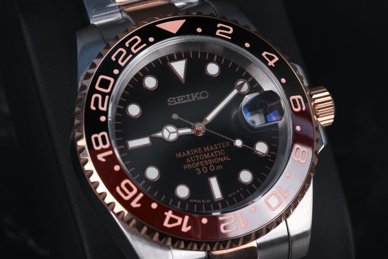 Busk ketcher halskæde INSTINCT TIME Custom Seiko Mod Watch Rose Gold Two Tone – instincttime