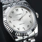 SEIKOJUST WHITE SUNBURST ARABIC 39MM WATCH
