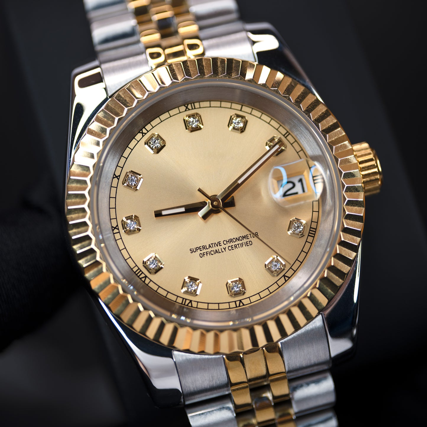 SEIKJUST 39mm GOLD DIAMOND DIAL