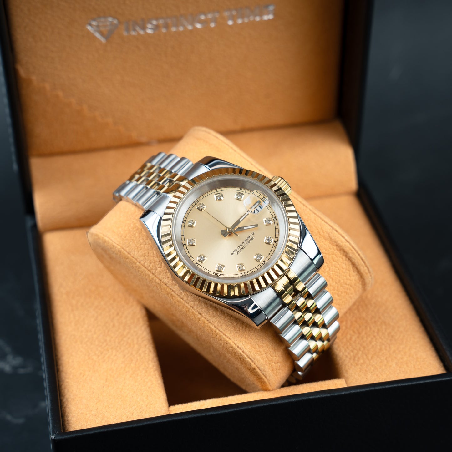 SEIKJUST 39mm GOLD DIAMOND DIAL