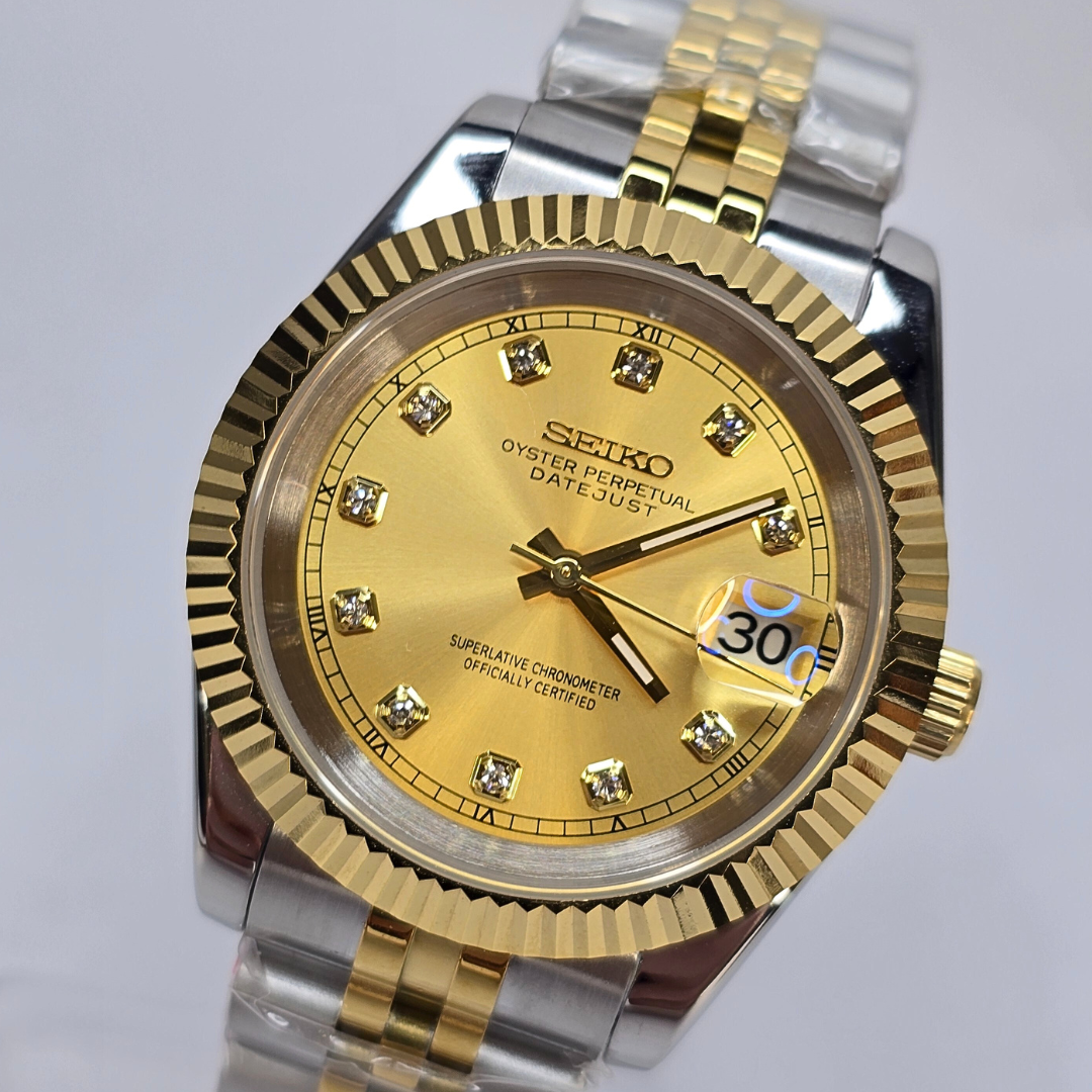 SEIKOJUST 39mm GOLD DIAMOND DIAL
