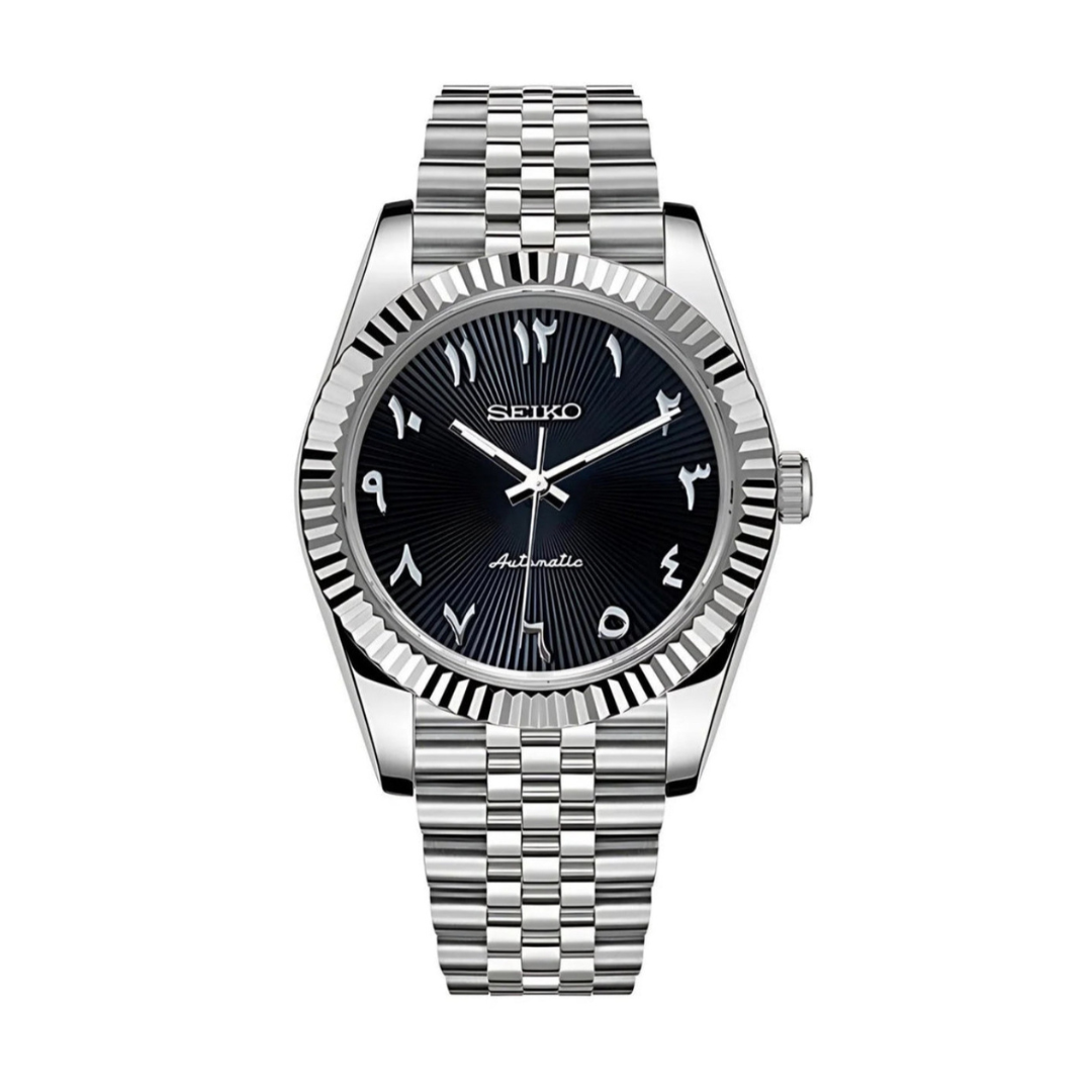 SEIKOJUST BLACK SUNBURST ARABIC 39MM