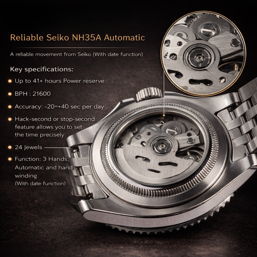 SEIKJUST BLACK ARABIC 39MM